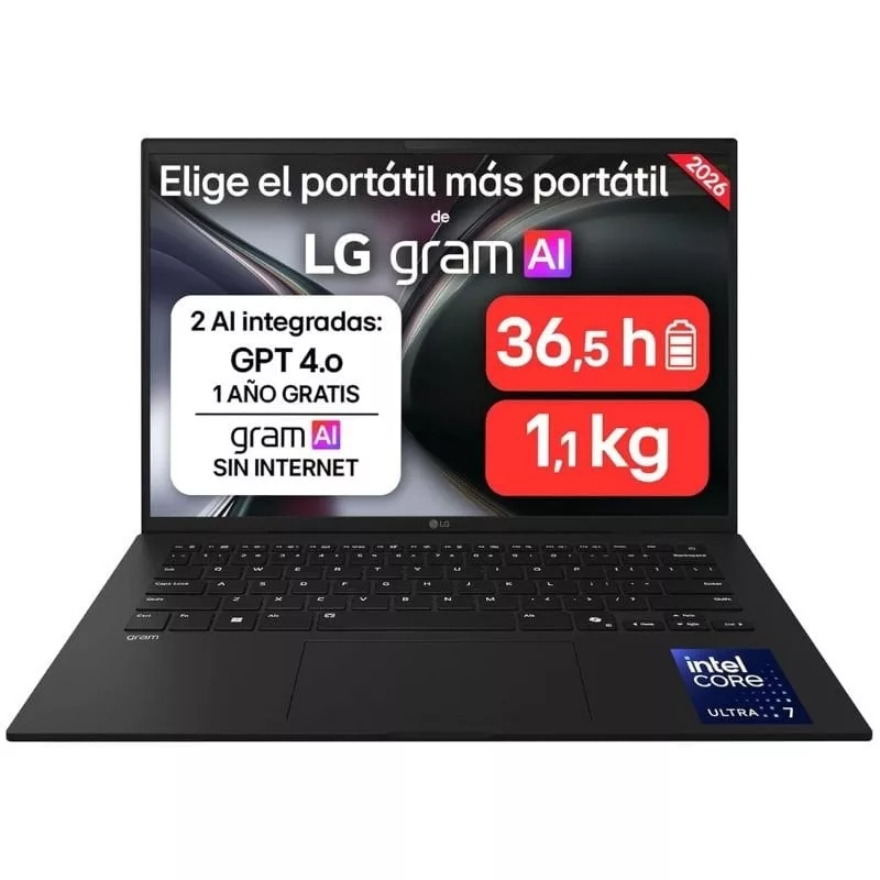 Portátil LG Gram 14ZD90U-G.AX85BN Intel Core Ultra 7-355/ 32GB/ 512GB SSD/ 14’/ Sin Sistema Operativo