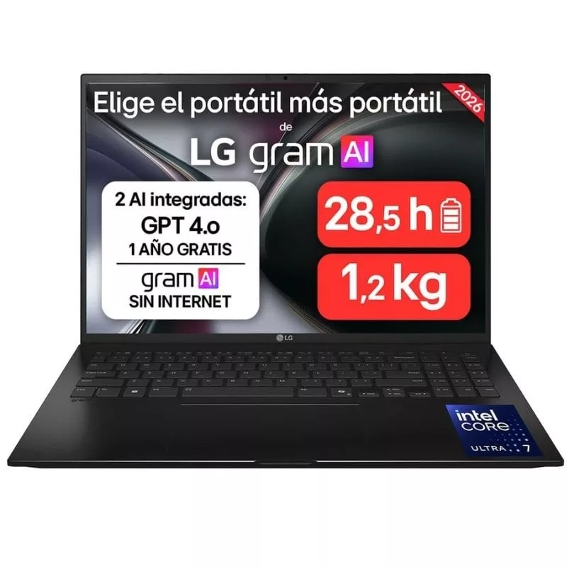 Portátil LG Gram 16ZD90TL-G.AX85BN Intel Core Ultra 7-258V/ 32GB/ 512GB SSD/ 16’/ Sin Sistema Operativo