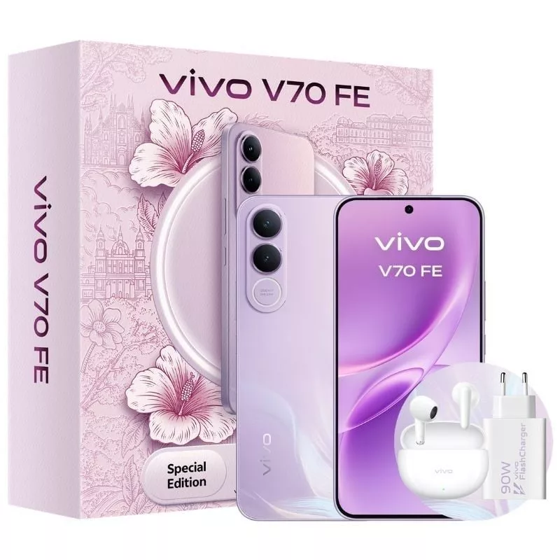 Smartphone Vivo V70 FE 8GB/ 512GB/ 6.83’/ 5G/ Púrpura/ Incluye Cargador + Auriculares